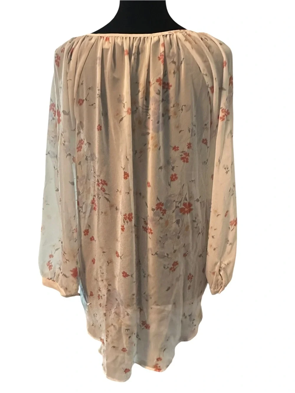 LC Lauren Conrad Cream Floral Peasant Blouse